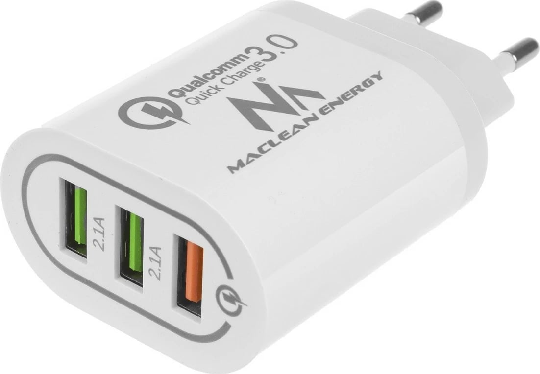 Karikues rrjeti Maclean MCE479W, 3xUSB, Quick Charge 3.0, Bardhë