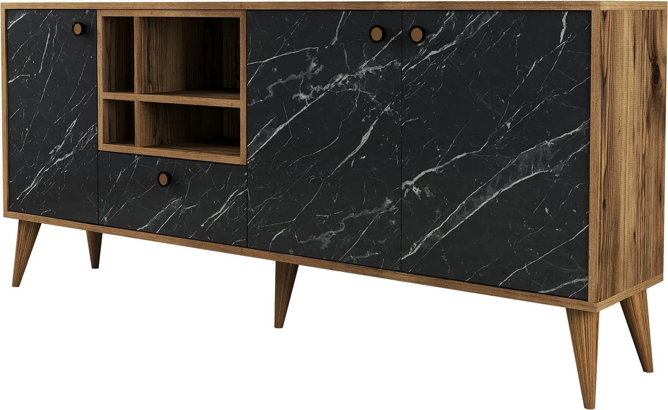 Konsol Napoli, ngjyrë mermeri të zi, dru arre