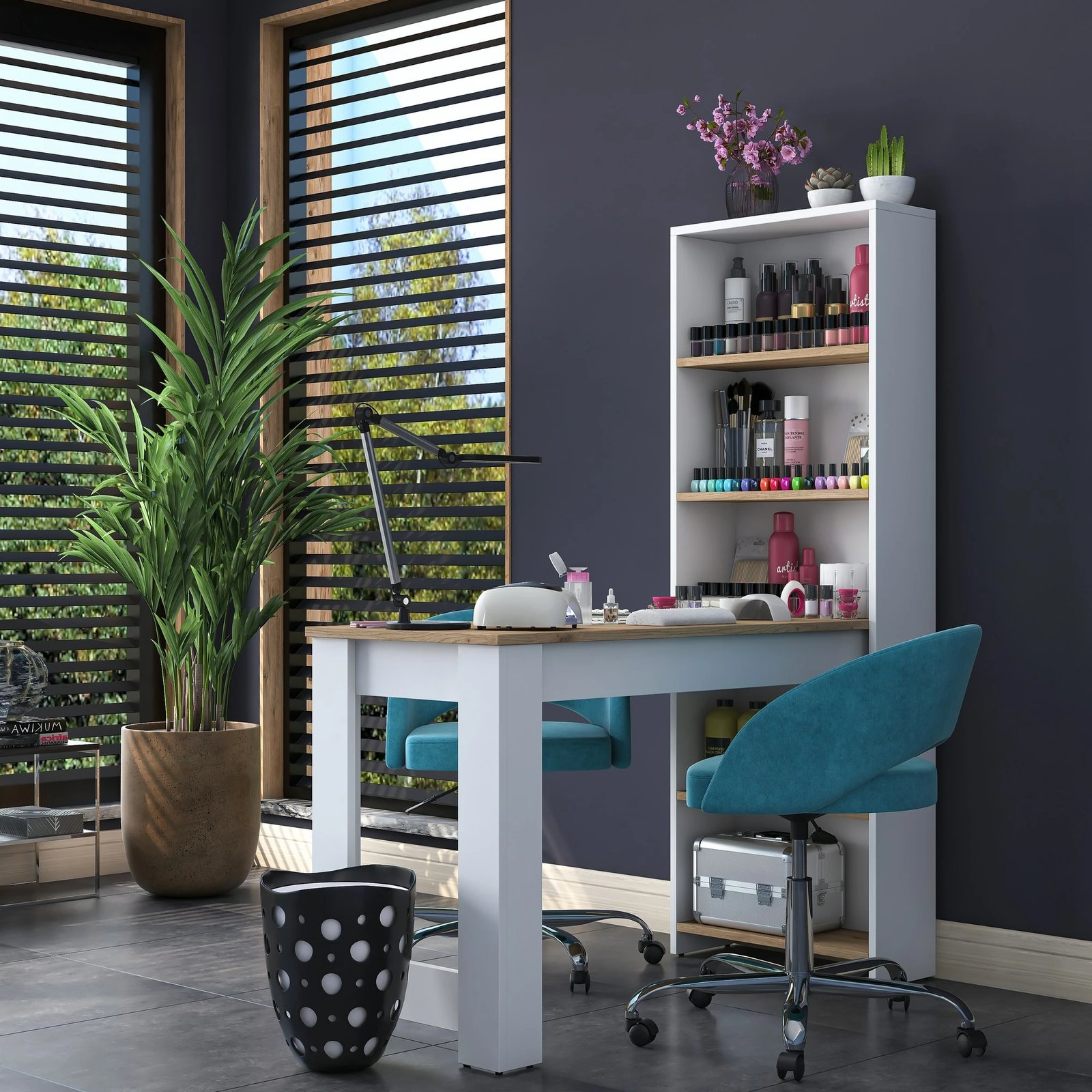 Tavolinë grimi Hanah Home, BJ113 - 2621, ngjyrë arre dhe e bardhë