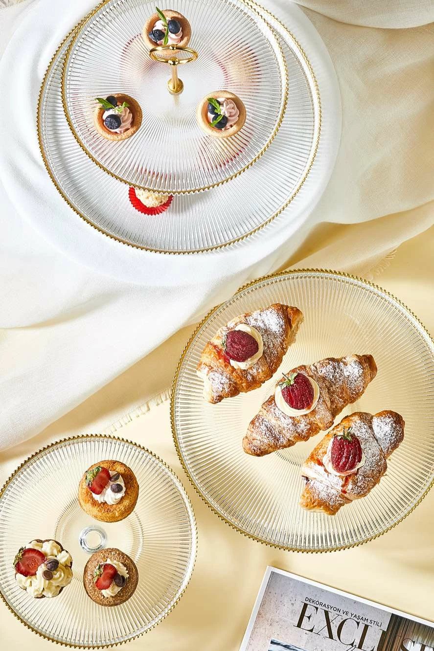 Set për prezantim ushqimi Hermia, Paris, xham transparent, 3 pjesë