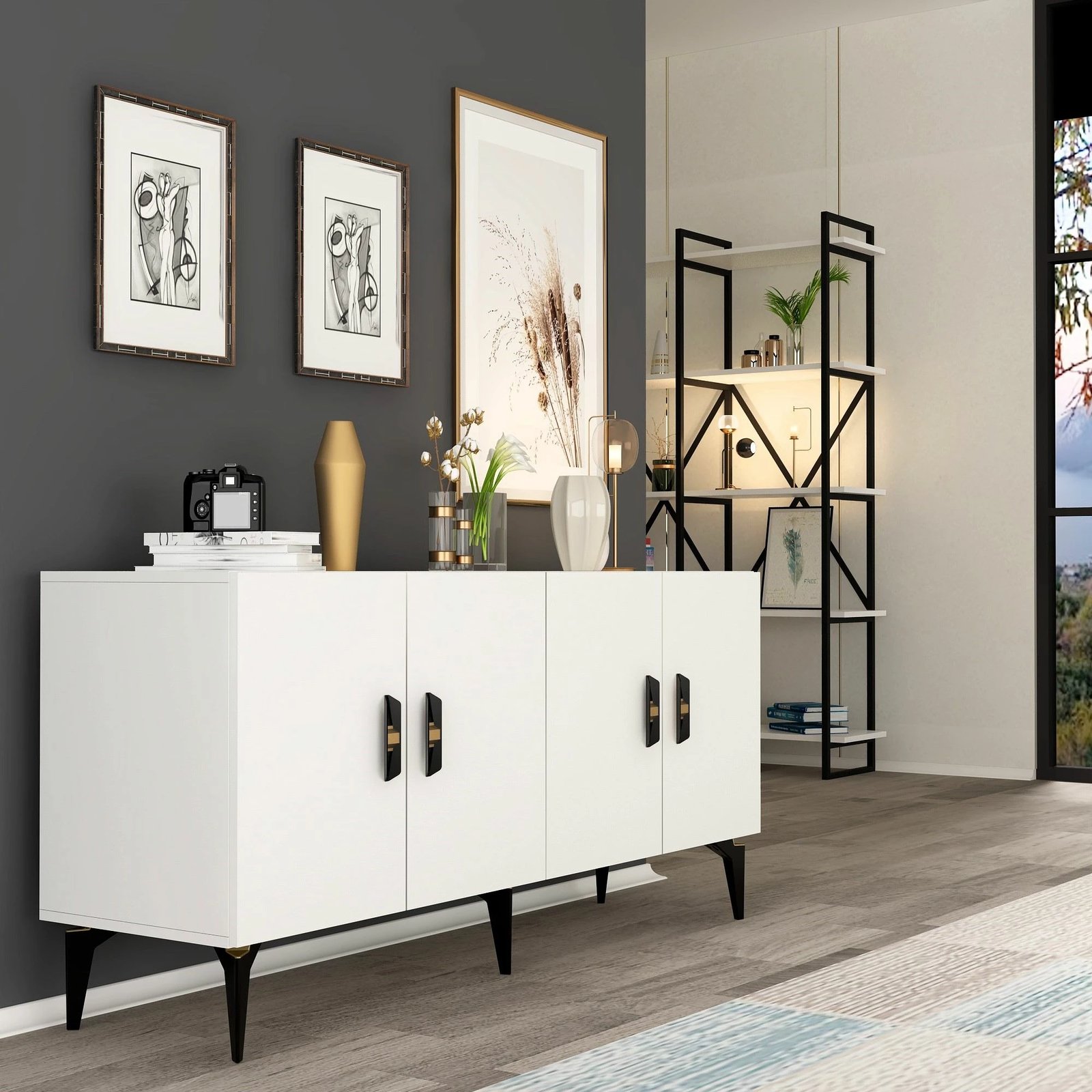 Konsol Skye Decor, ngjyrë e bardhë, Plus