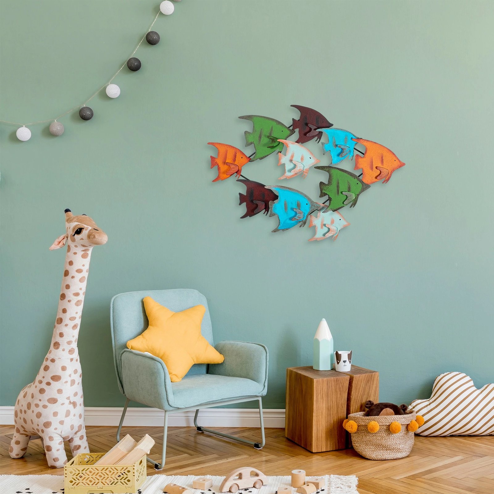 Aksesor dekorativ metalik për mur, Wallity, Melek, shumëngjyrësh