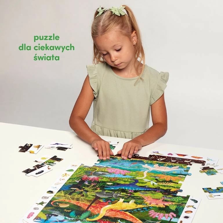 Puzzle dinosaurësh CzuCzu, 60 pjesë, me poster 48x68 cm, për fëmijë