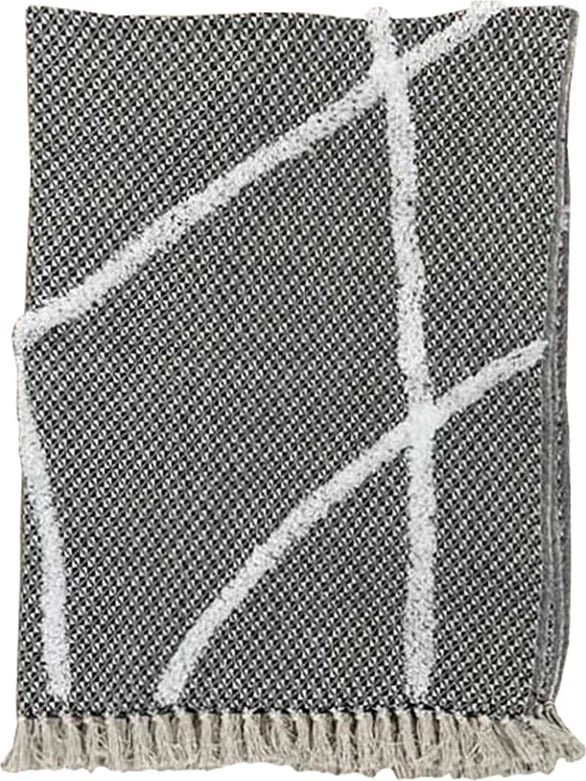 Mbulesë dekorative Saga, pambuk-poliestër, e bardhë-e zezë, 180x240cm