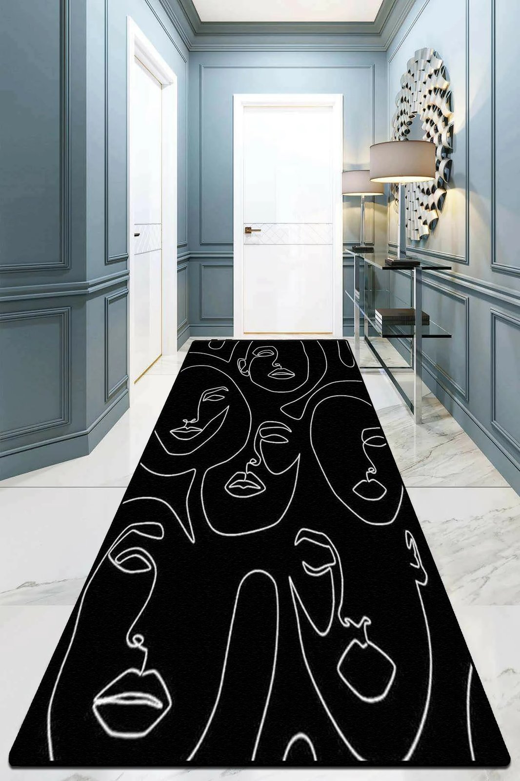 Qilim për korridor, dizajn abstrakt, 80x100cm