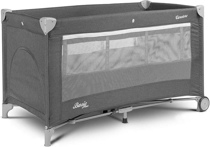 krevat udhëtimi, CARETERO, Basic Plus, 120x60 cm, me nivele dysheku dhe rrota, gri grafit