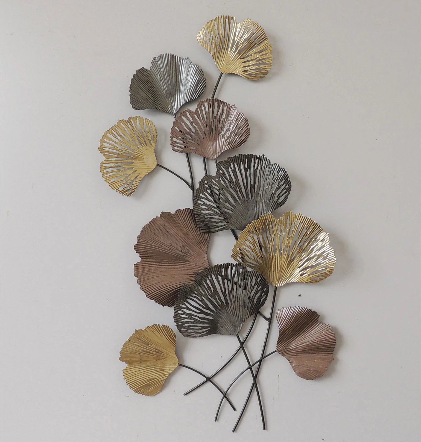 Dekor metalik për mur, ngjyrë ari, gri qymyr, bronzi, 48x5.5x90.5cm