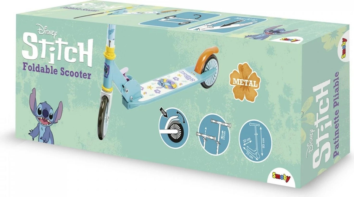 Trotinet për fëmijë Smoby Stitch Foldable, 2 rrota, multikolor