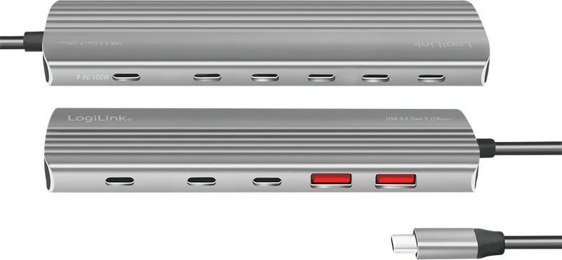 Hub USB-C LogiLink UA0413, 2x USB-A, 2x USB-C, PD 100W, Argjendtë