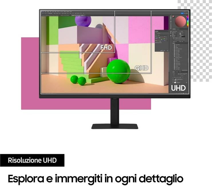 Monitor, Samsung, ViewFinity S70D LS27D700EAUXEN, 27 inç, zi