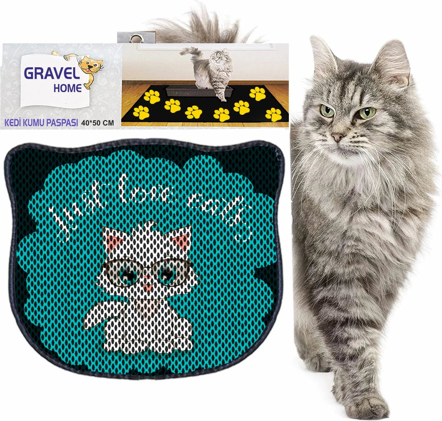 Tapet për rërë mace, shumëngjyrësh, Paws & Whiskers, Kdkafa0057, 40x50cm
