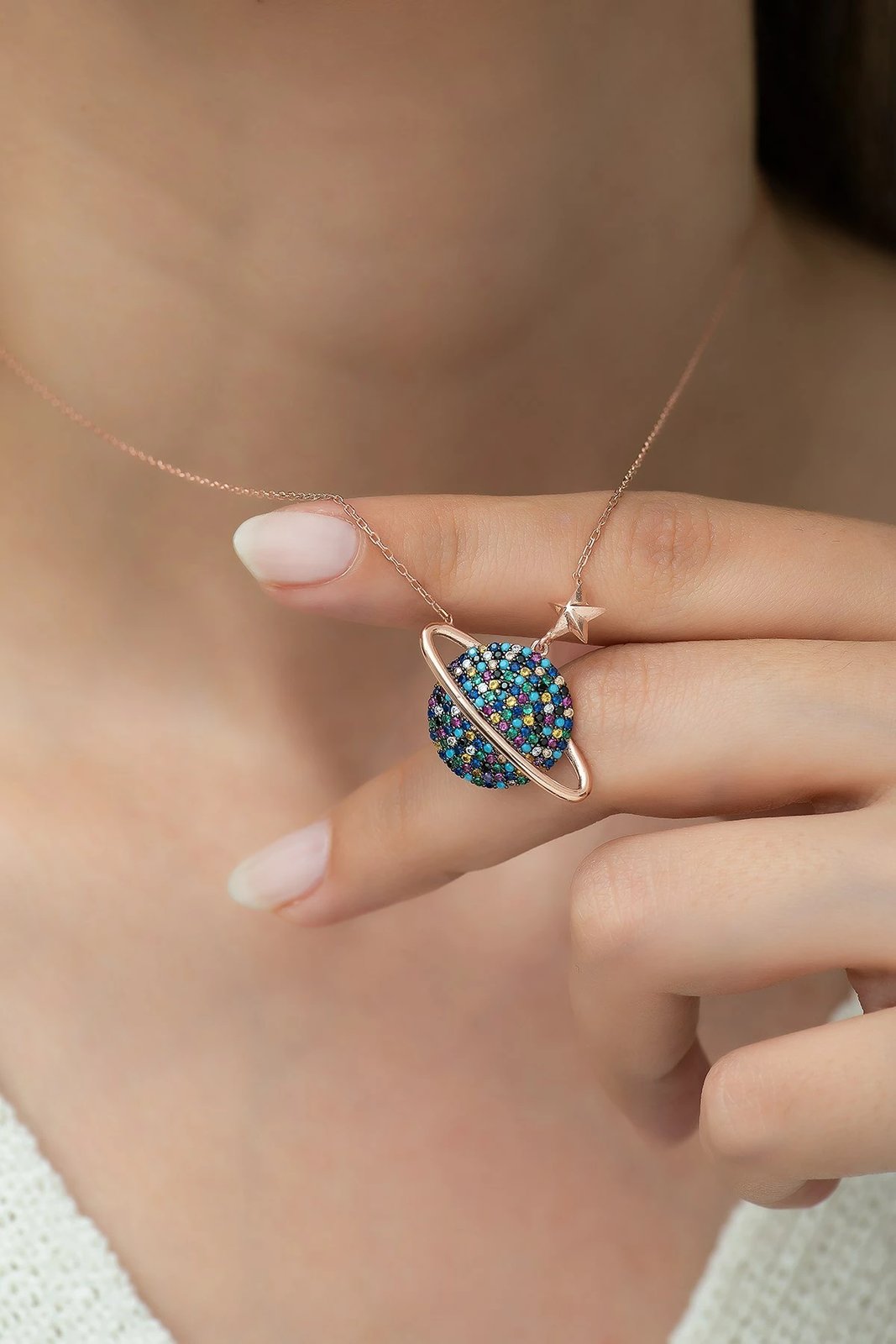 Varëse argjendi Jumeon, TRDYL736, ngjyrë rozë ari, blu e kaltër