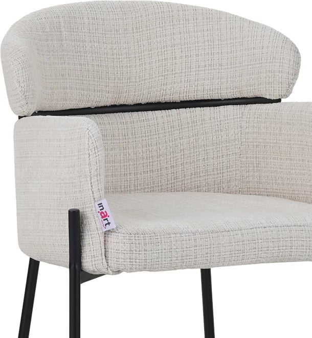 Karrige Tolerse Inart, pëlhurë bezhë, këmbë metalike të zeza, 58x57x80cm