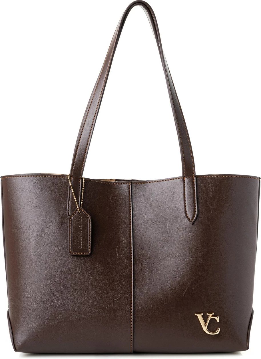 Çantë tote Vince Camuto, Savona, ngjyrë çokollatë