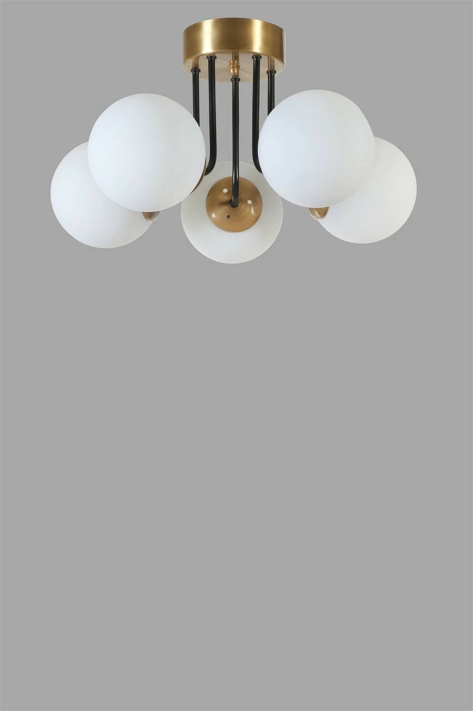 Llambë tavani Opviq Pablo, 5 drita, metal e bardhë me qelq, ngjyrë ari