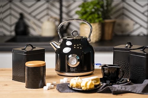 Çajnik elektrik, Adler, AD 1346, termometër analog, STRIX, 1.7L, i zi