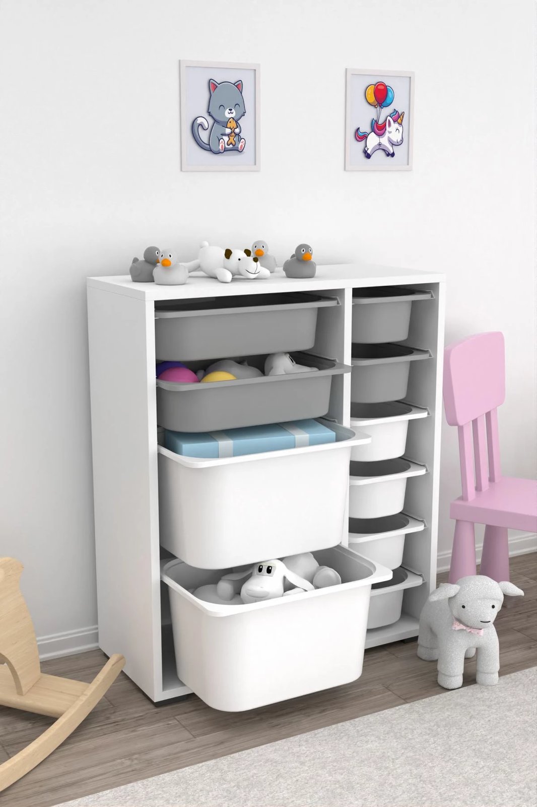 Dollap multifunksional Hanah Home, Zen 2D2K6U, i bardhë-gri