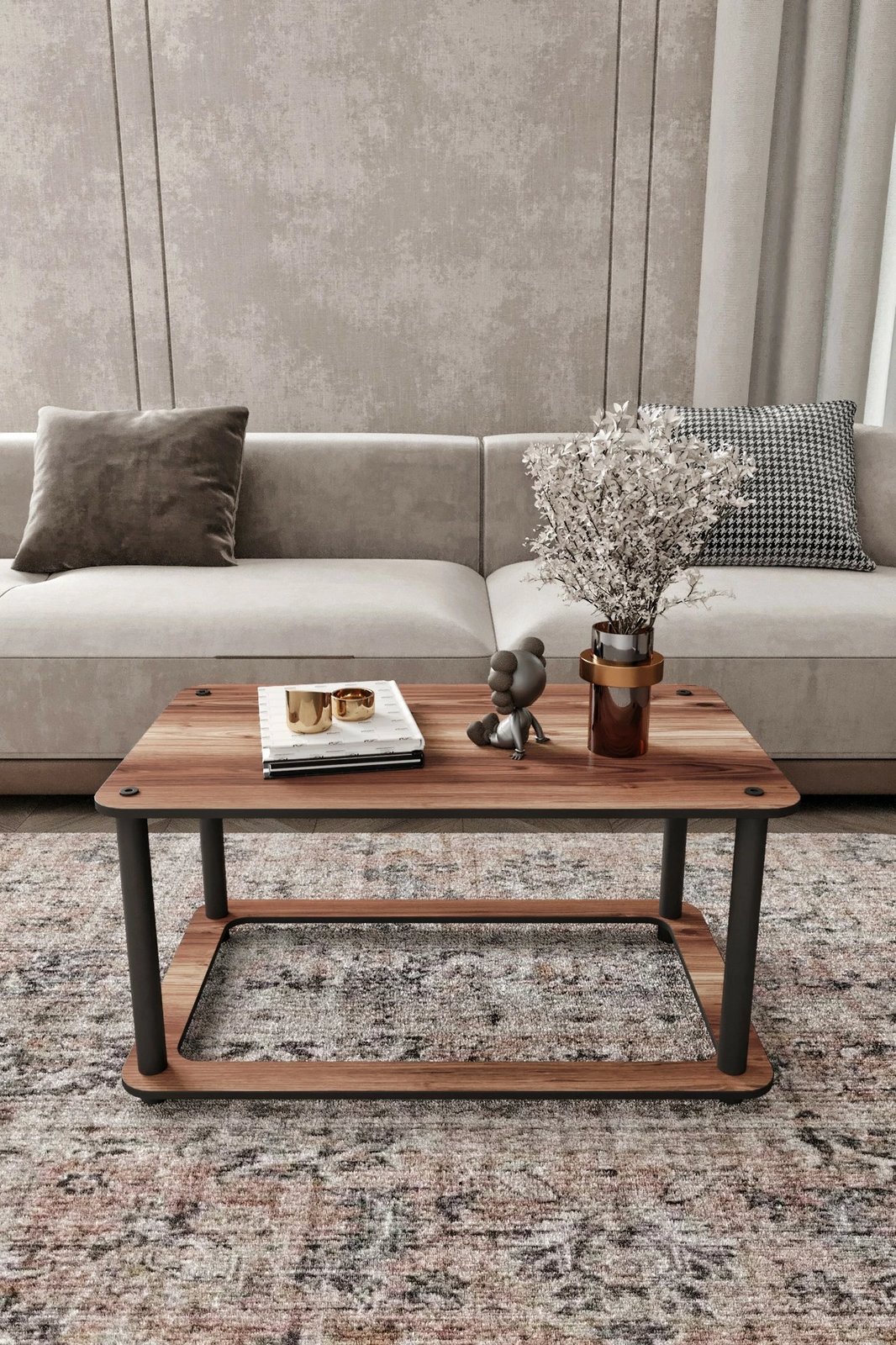 Tavolinë kafeje Skye Decor, Hole Rect, ngjyrë arre