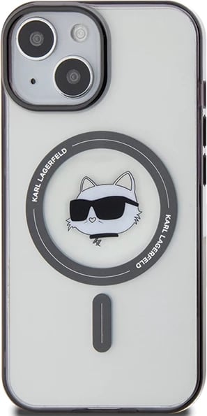 Mbështjellës Karl Lagerfeld KLHMP15MHCHNOTK për iPhone 15 Plus 6.7", transparent, MagSafe