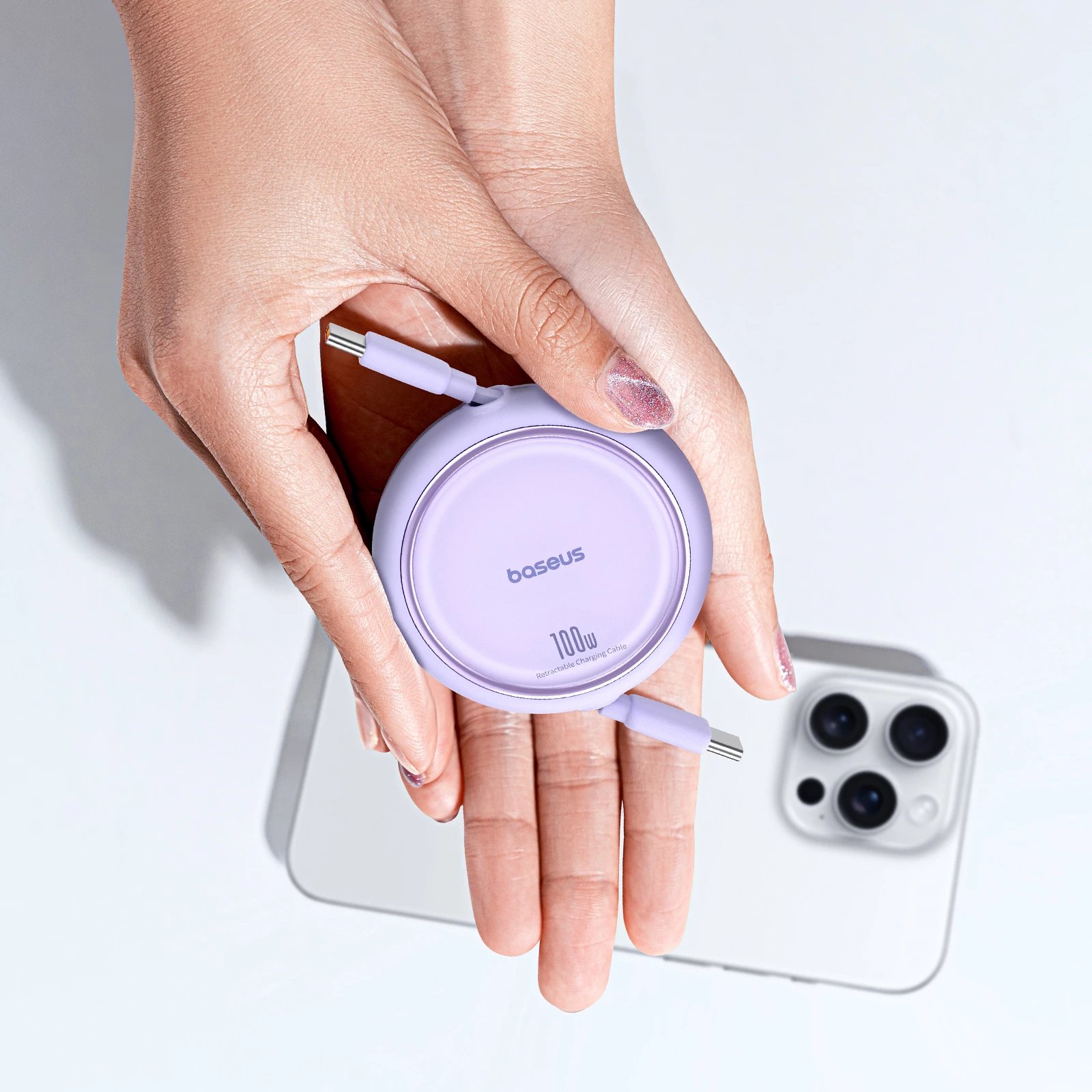 Kabllo USB-C në USB-C Baseus Free2Draw Mini, 100W, 1m, vjollcë