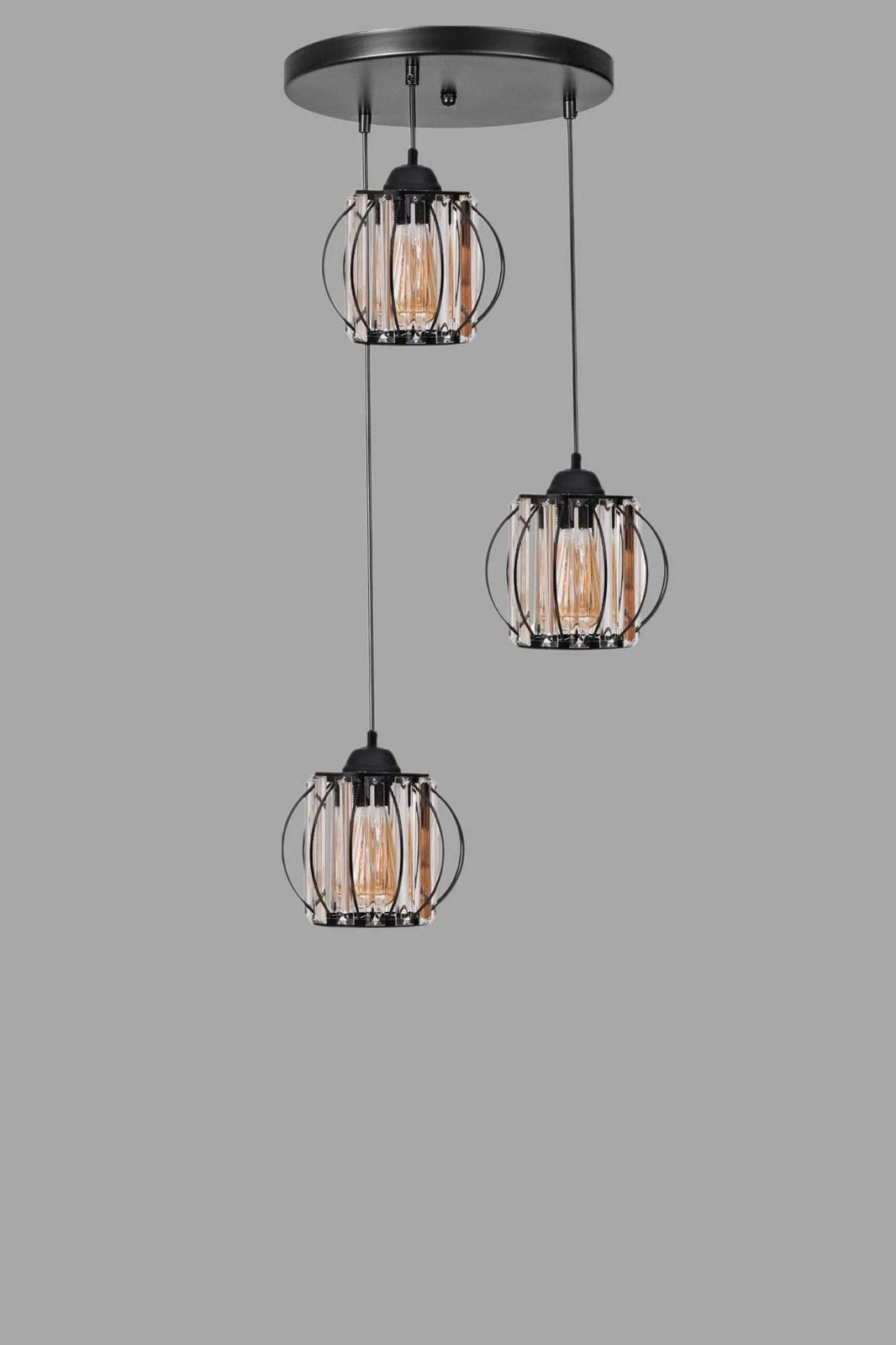 Llambë tavani Opviq, 9042-3, metal e zi, xham, 3 drita