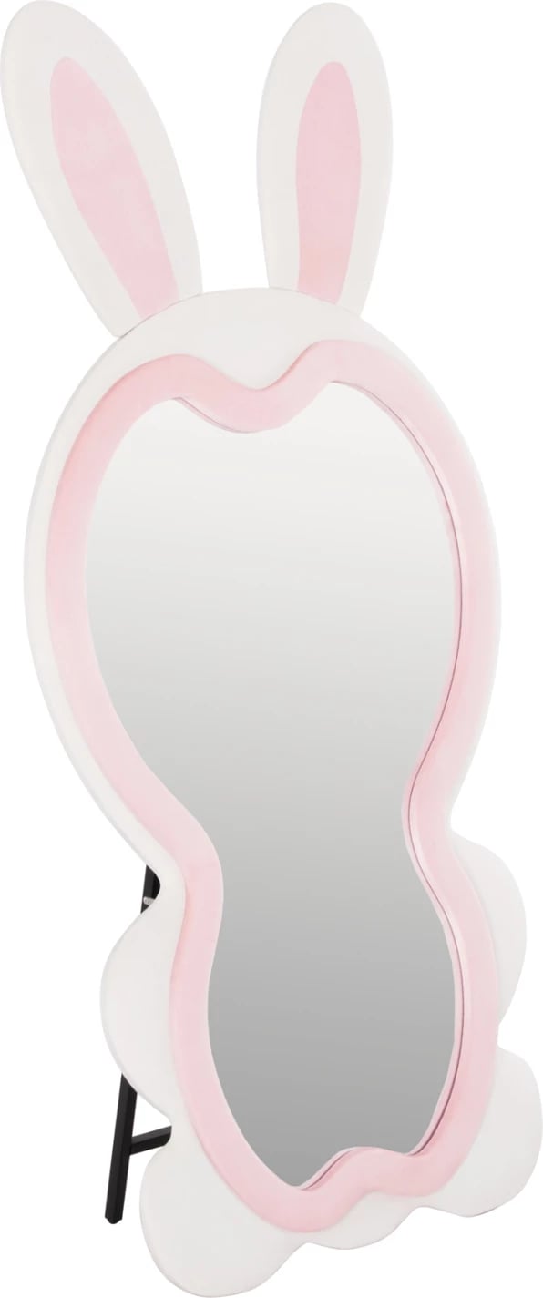 Pasqyrë për fëmijë në formë lepuri, MDF, ngjyrë rozë dhe bardhë, FH4489.01, 80x162 cm.