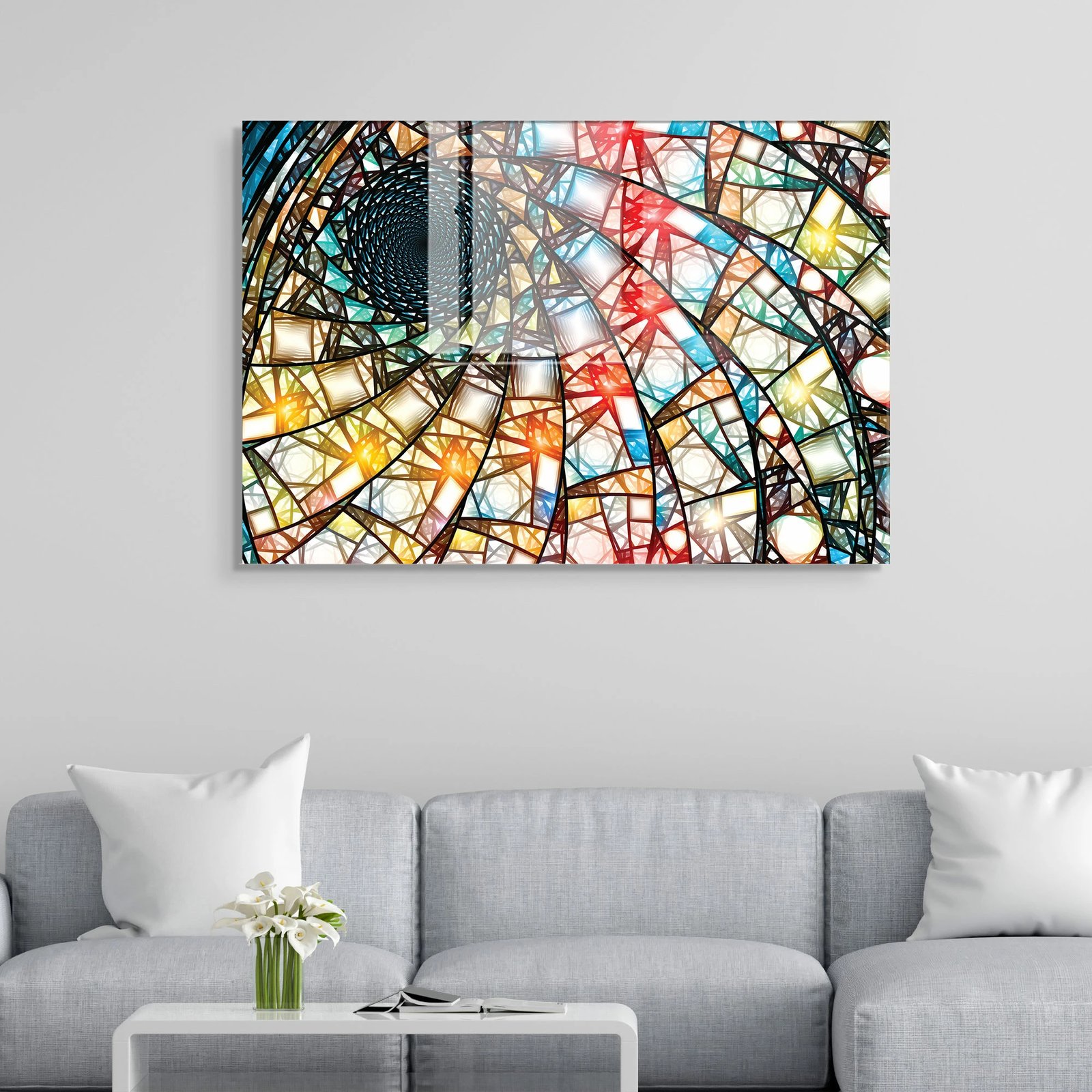 Pikturë dekorative prej xhami të temperuar, shumëngjyrëshe, 30x45cm