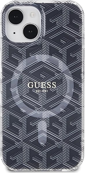 Mbështjellës Guess IML GCube MagSafe për iPhone 15 Plus / 14 Plus, i zi