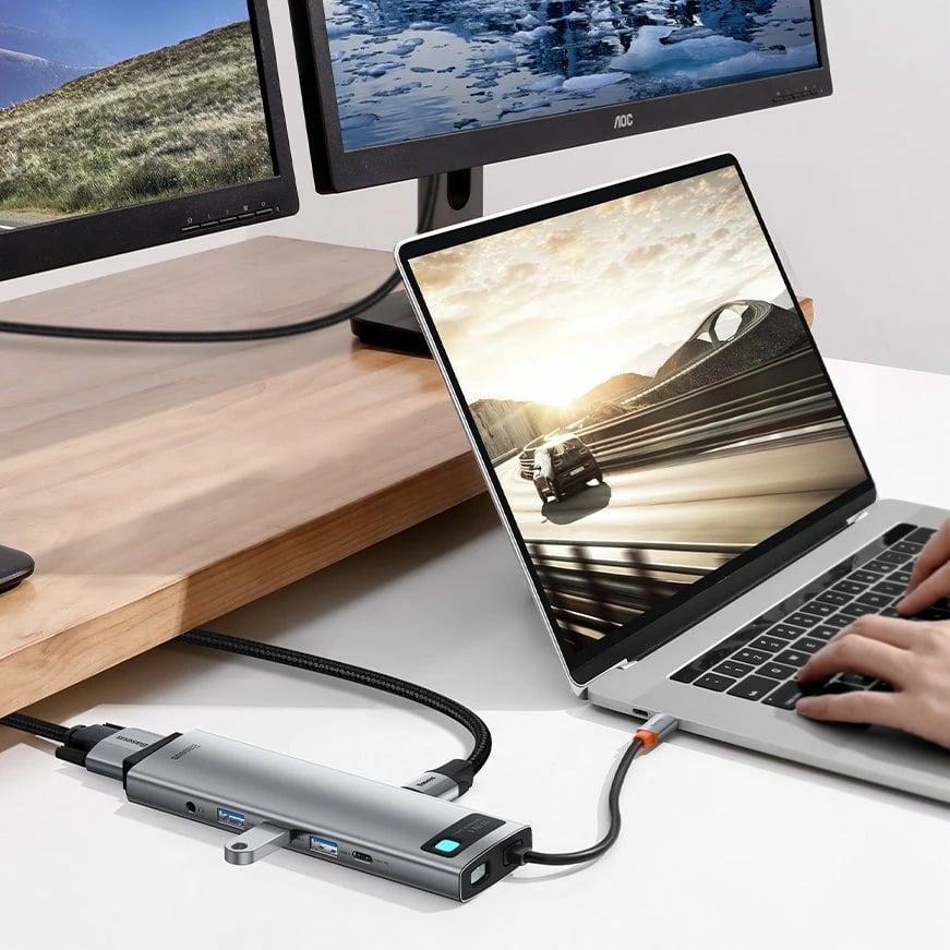 Kasë Baseus Metal Gleam 11in1, USB Type-C HUB, CAHUB-CT0G, Gri