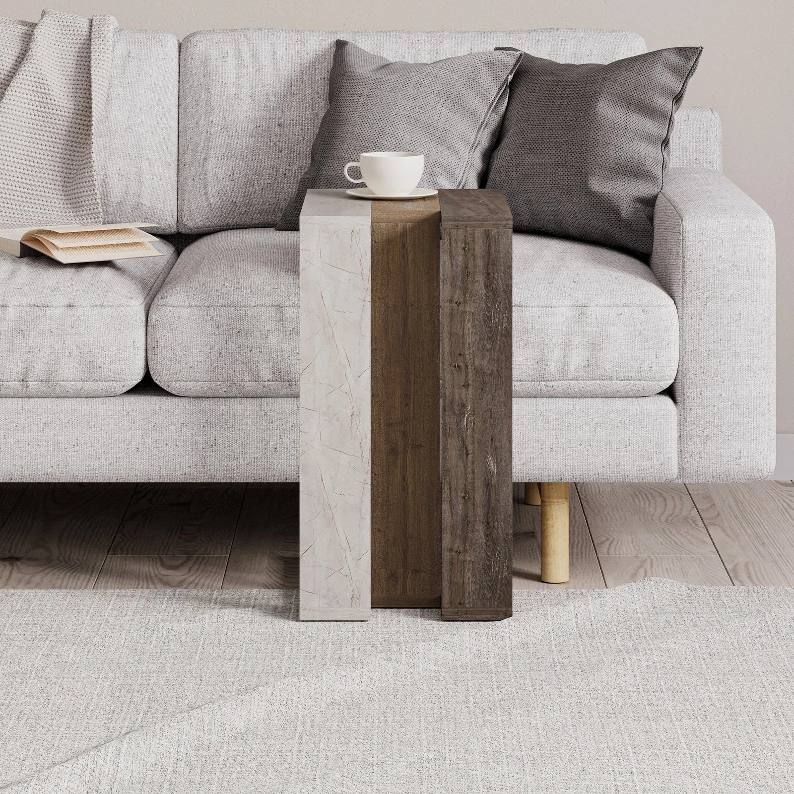 Tavolinë anësore Skye Decor, ngjyrë kafe e errët, Hitit