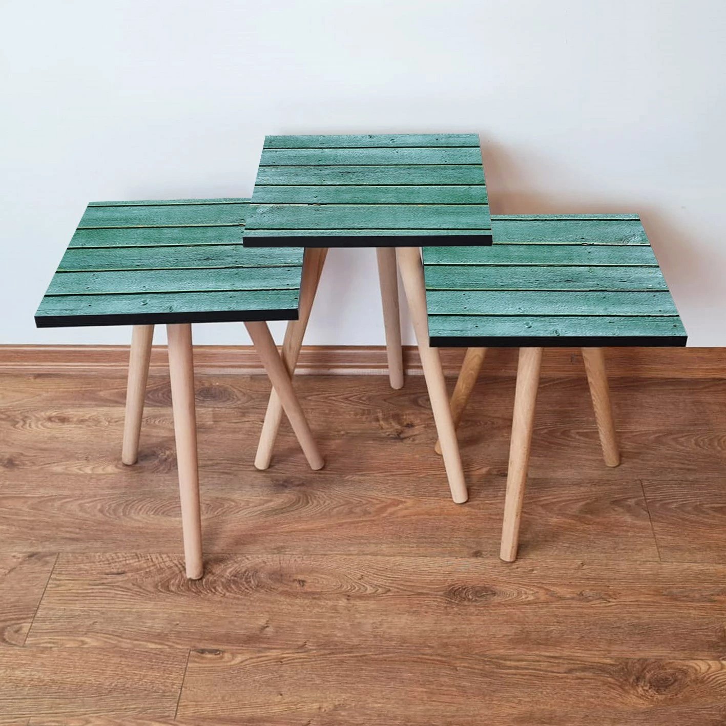 Set tavolinash të vendosshme, 3 copë, ngjyrë kaltër, Skye Decor, 3Shp116