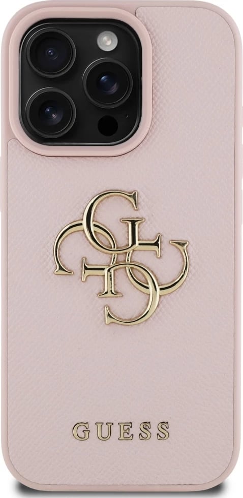 Mbështjellës Guess Grained Big 4G Logo Small Classic Logo për iPhone 16 Pro, Rozë Mbështjellës Guess Grained Big 4G Logo Small Classic Logo për iPhone 16 Pro, Rozë