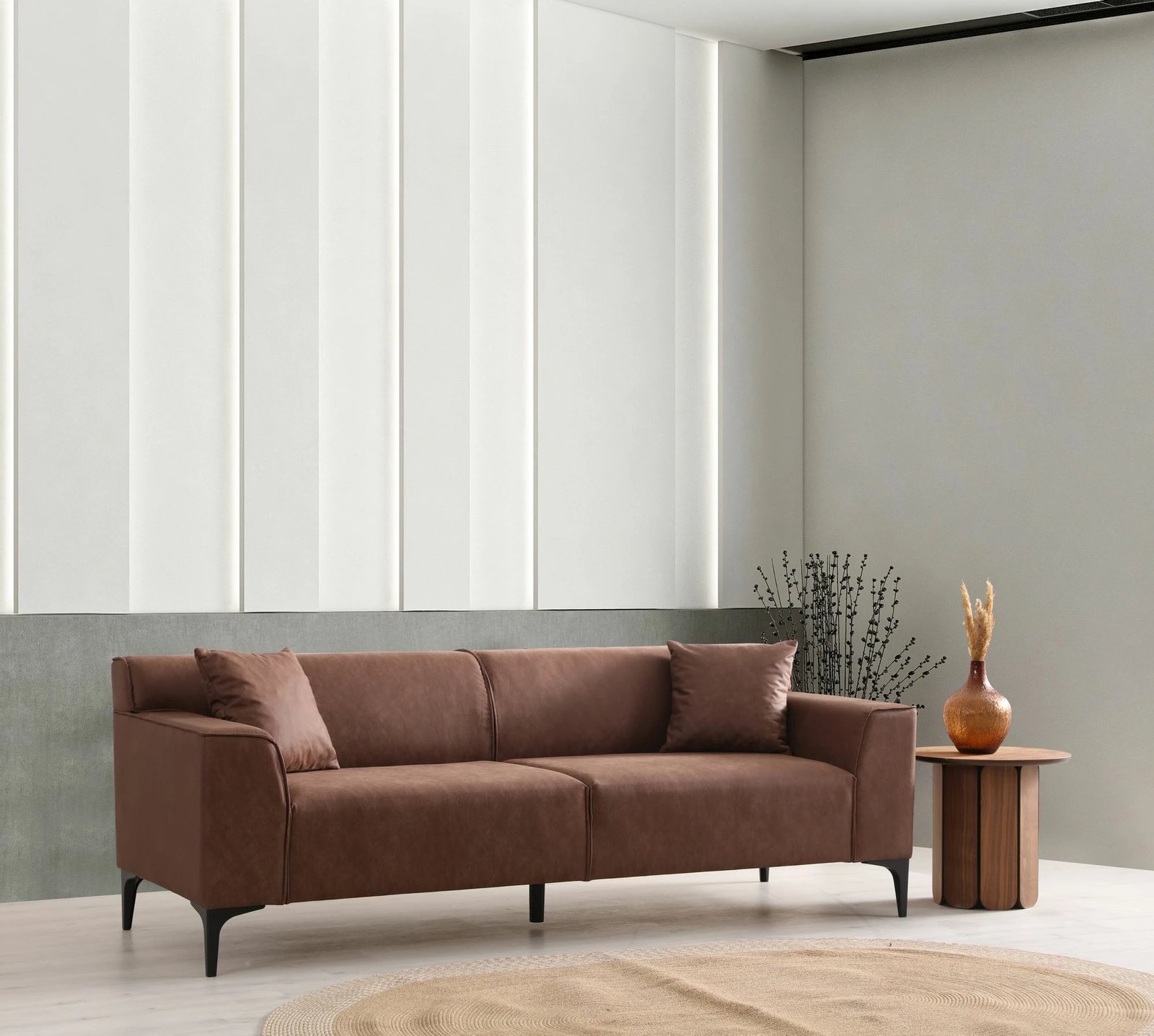 Divan treshe New Petra 3, ngjyrë konyak, Atelier del Sofa