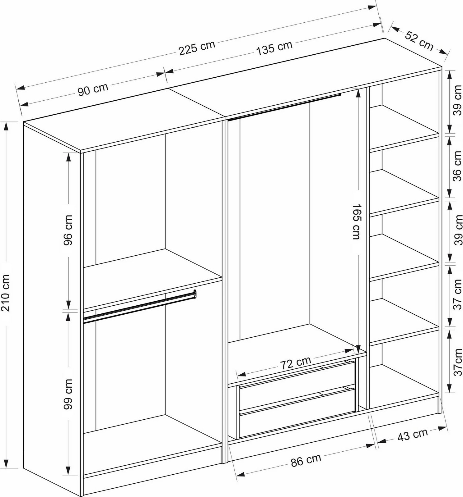 Dollap Hanah Home, Kale Plus - 7795, ngjyrë lisi