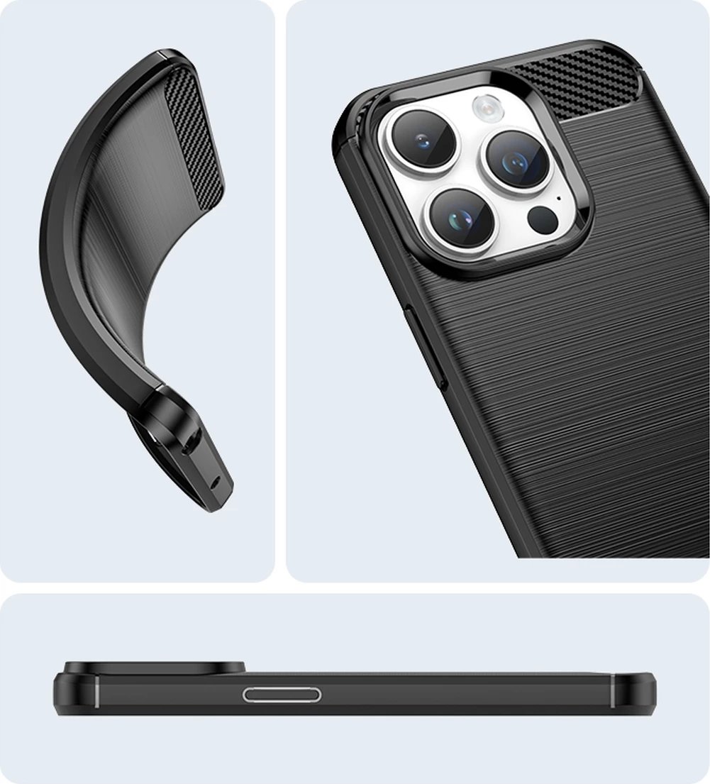 Mbështjellës Hurtel Carbon Case për iPhone 14 Pro, TPU, i zi