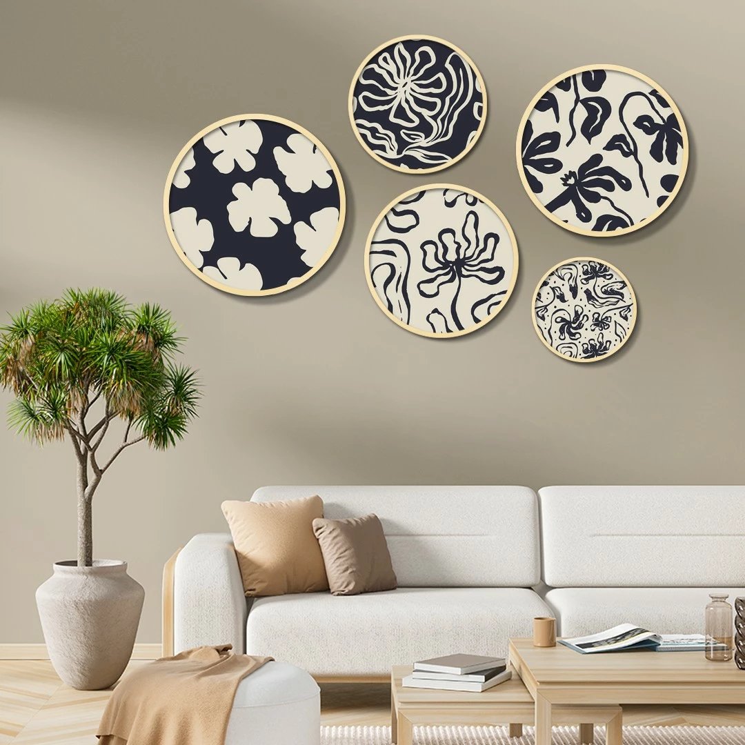 Set pikturash dekorative me kornizë MDF (5 copë), Wallity, Yats-05