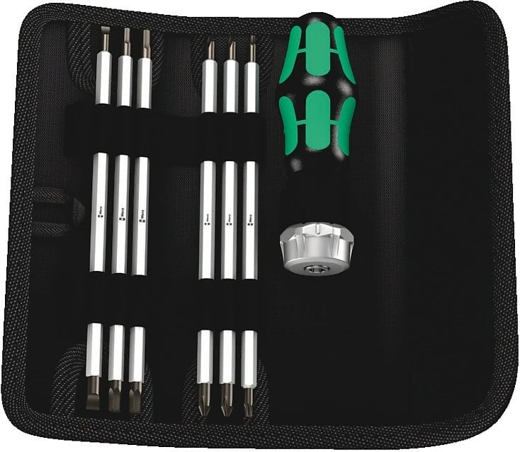 Set kaçavidash Wera 05073665001 me kuti, 12 dimensione, me ratchet