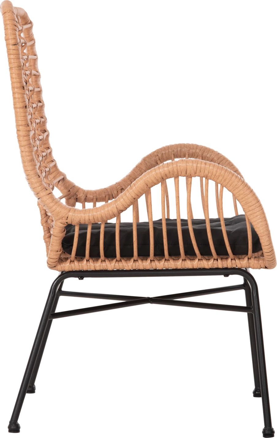Karrige e jashtme bergere stil, Allegra, FH5704.11, p.e. rattan, ngjyrë bezhë-metal i zi, 66x59x90H cm