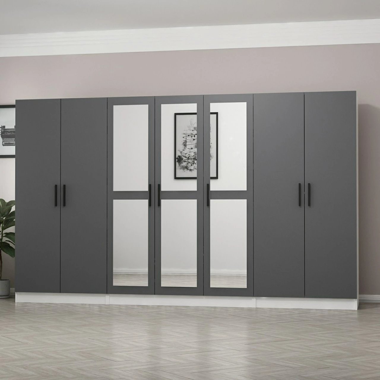 Dollap garderobe Skye Decor, ngjyrë antracit, 4964