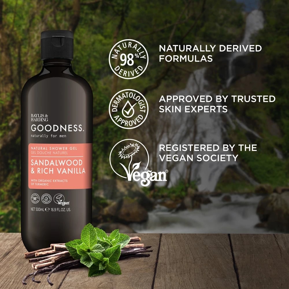 GOODNESS SANDALWOOD & VANILLA NATURAL Xhel për dus