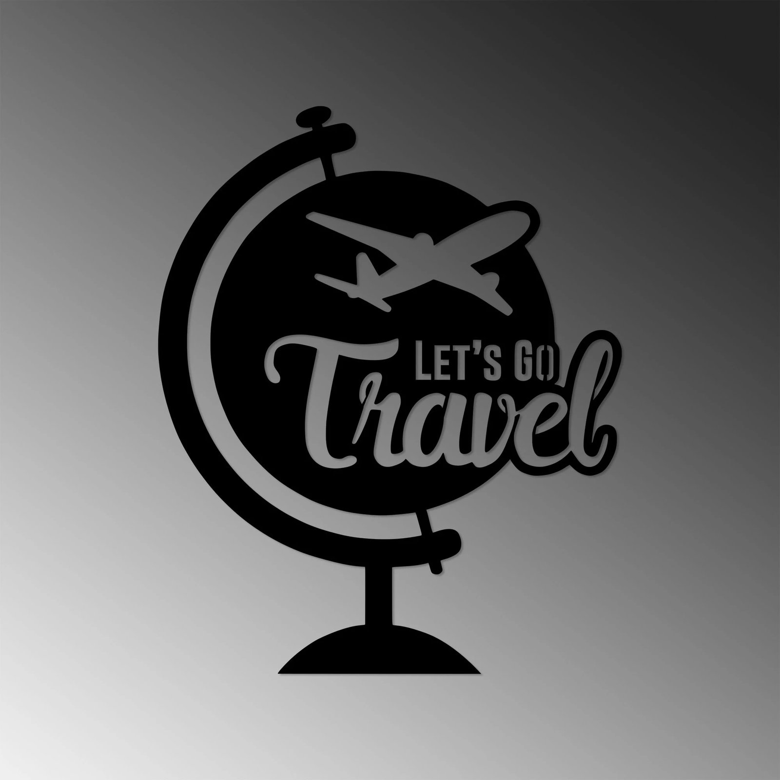 Aksesor dekorativ metalik për mur, Wallity, Let’s Go Travel - 492, ngjyrë e zezë, 57x70cm