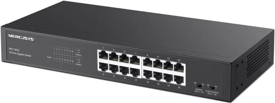 Switch Mercusys MS116GS, 16 porta, Gigabit, desktop/rackmount, i zi