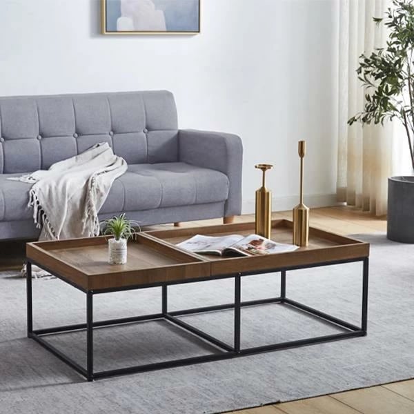 Tavolinë kafeje nextdeco Metalike me sipërfaqe MDF, H40x110x60cm