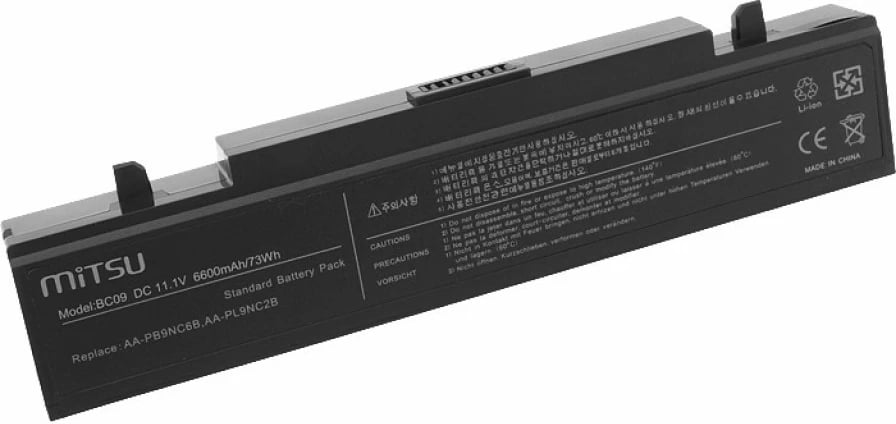 Bateri laptop Mitsu për Samsung R460, R519, 6600 mAh, 11.1V, e zezë