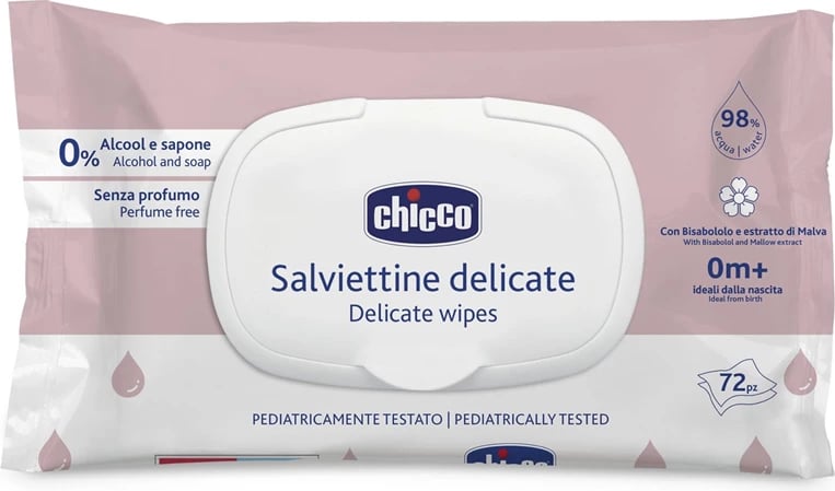Peceta të lagura Chicco Delicate unisex 72 copë