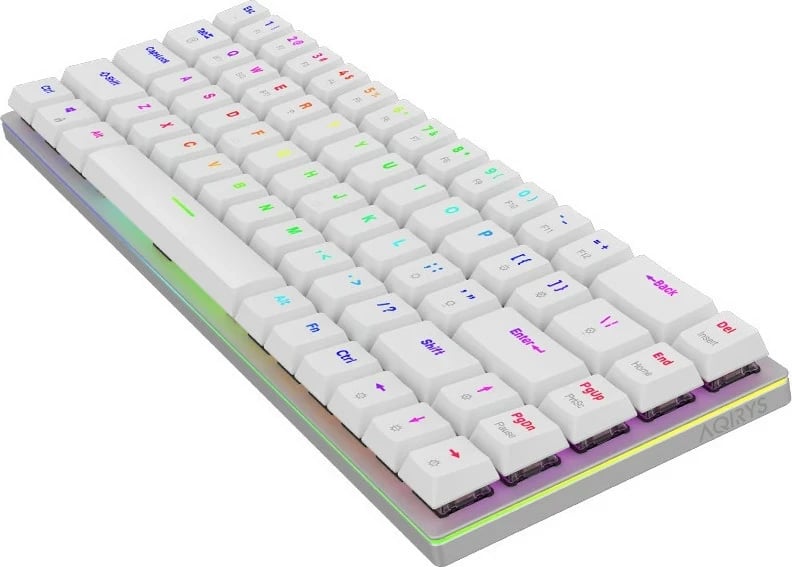 Tastierë mekanike Aqirys Agena, 65%, 68 taste, Gateron Red, RGB, wireless & me kabllo, e bardhë