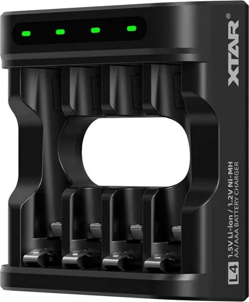 Karikues baterish XTAR L4, 4 vende, për AA/AAA, Li-Ion/NiMH, i zi