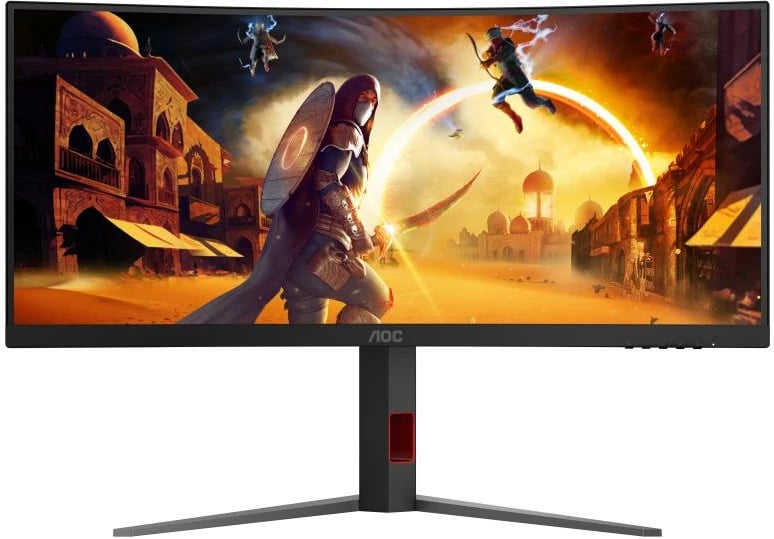Monitor i lakuar gaming, AOC, CU34G4, 34" WQHD 3440x1440 180 Hz 1ms VA HDR10 AdaptiveSync, zi/kuqe