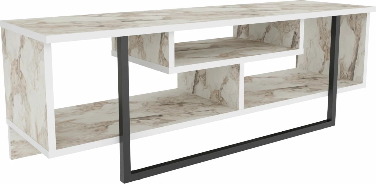 Komodinë TV Skye Decor, Asal 120, e zezë dhe e bardhë