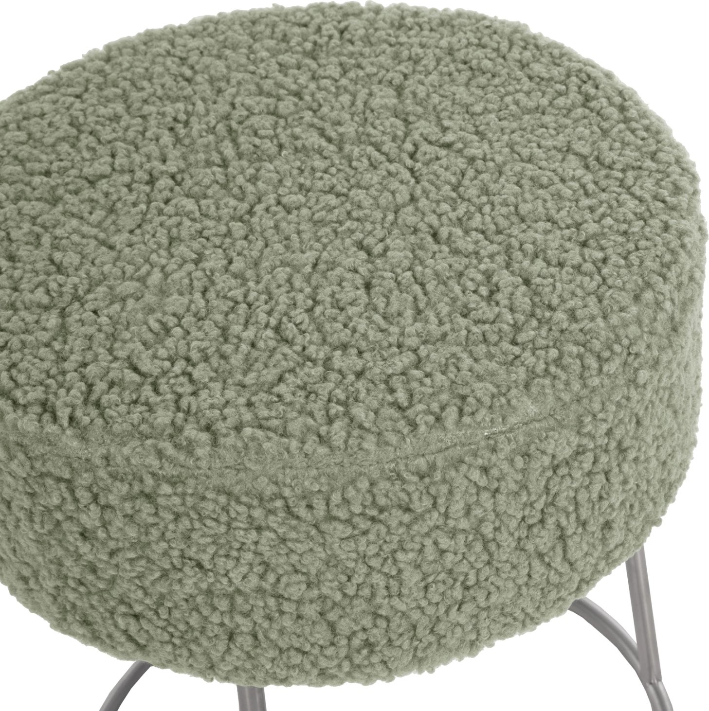 Karrige për bar KARLO FH8411.27, ngjyrë fëstëk, pëlhurë boucle, bazë argjendi, Φ35x41H cm